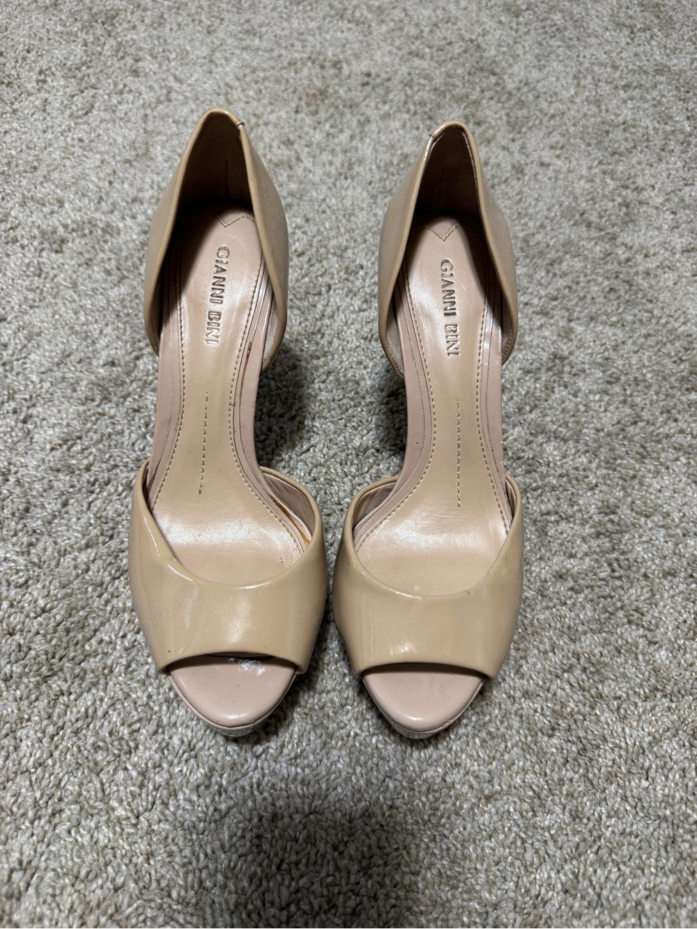6.5 Women’s Gianni Bini Nude Patent Peep-Toe D'Orsay Pumps